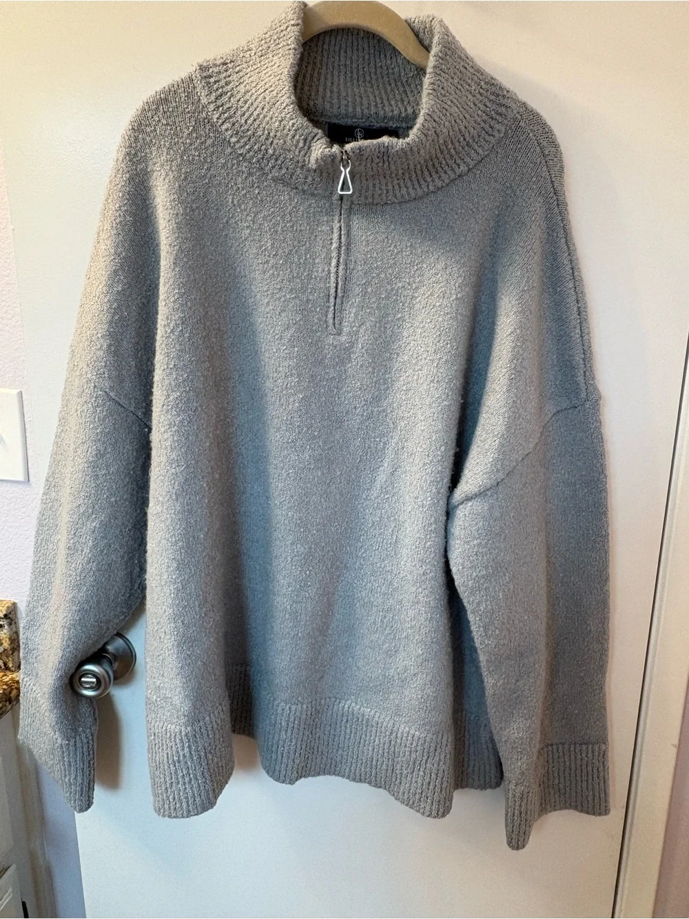XL Lillusory Half-Zip Funnel Neck Sweater - Gray PTP 29-26/L 30